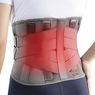 HONGJING Heated Back Support Brace for Back Pain Relief, Back Belt with Heating Operated by Rechargeable Battery for Sciatica and Scoliosis(XL)