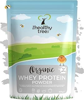 Organic Whey Protein Powder (600g) - Grass Fed Unflavoured Organic Protein Powder by TheHealthyTree Company - Low Carb Natural Protein for Muscle Growth & Recovery