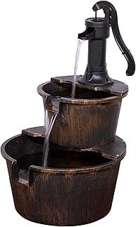 69 cm Tall 2-Tier Barrel and Pump Waterfall Fountain, Bronze Finish
