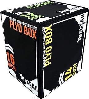 Yes4All 3 in 1 Soft Plyo Box Wooden Core, Foam Plyometric Box for Exercise, MMA, Plyometric Training, Available in 4 Sizes