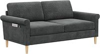 Vesgantti Fabric 2 Seater Sofa, 164cm Loveseat Sofa with Bilateral Pocket Storage, Upholstered Couch Perfect for Living Room, Bedroom, Office, Small Space, Tool-free Assembly, 164L*76D*85Hcm, Beige