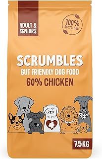 Scrumbles Natural Dry Dog Food, Gluten Free Recipe With Fresh Chicken, For Adults And Senior Breeds, 7.5Kg Bag