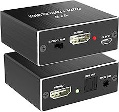 4K 2K HDMI Audio Splitter, Compatible HDMI Input + Optical Digital + 3.5mm Stereo Output, Adapter for PS5/PS4/PS3/Blu-ray/HDTV
