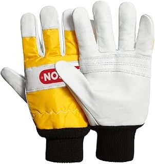 Oregon Chainsaw Gloves, Dual-Hand Protection, PPE Clothing, Pair of Professional Chainsaw Protective Gloves, High Visibility, Leather, Yellow – Large (Size 10) (‎295399L) L (Pack of 1)