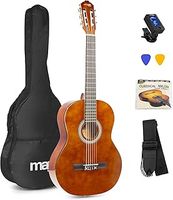 Max SoloArt Beginner Acoustic Guitar Starter Kit - Dark Natural - Starter Acoustic Guitar for Beginners with Accessories & 6 Months Lessons - Ideal First Guitar for Adults & Kids