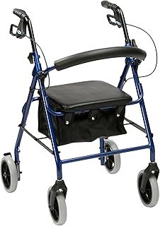 Drive Devilbiss R6 Blue Aluminium Rollator with Padded Seat and Vinyl Underseat Bag