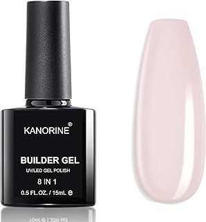Gel Nail Polish Builder Nail Gel, 8-in-1 Cover Nude Gel Builder, Hard Gel Builder for Nails Strengthener Extension Gel Base Coat Rhinestone False Nail Tips Glue Gel in a Bottle 15ML Hard Gel