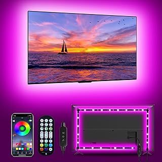 LED Lights for TV, 3M TV Lights for 32-43in TVs, Music Sync Color Changing RGB TV Backlight with Remote and APP Control USB Led Strip Light for Christmas Decorations