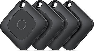 Hoxe Item Finder Bluetooth, Air Tracker Tag Works with Find My (iOS only), Key Finder Locator for Suitcases, Luggage and More - 100dB Beep, Replaceable Battery, Worldwide Tracking (4-Pack)