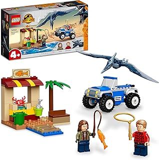 LEGO Jurassic World Pteranodon Chase 76943 Building Kit; Learn-to-Build Starter Set for Kids Aged 4 and Up, Featuring a Toy Buggy, Fish Stall and Dock Models, Plus 2 Minifigures (94 Pieces)