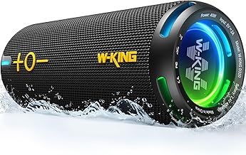 W-KING Portable Bluetooth Speaker, IP67 Waterproof Outdoor Speaker Wireless Loud, Customized EQ APP/Deep Bass, 360° Sound with Dual Voice Coil/Light/V5.3/TF/AUX, 40W Party Home Boombox Shower Speaker