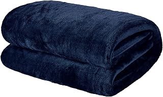 Brentfords Super Ultra Soft Flannel Fleece Blanket Throw Over Large Fluffy Warm, Navy Blue - 120 x 150cm