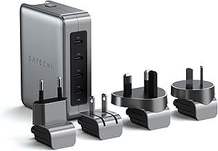 SATECHI GaN Travel Charger, 145W GaN USB C Charger with 4 Ports, 2X USB-C PD 3.1 and 2X USB-C PD 3.0, Fast Charging Travel Station for Apple, Windows, Chrome, and most USB-C devices (UK Plug)