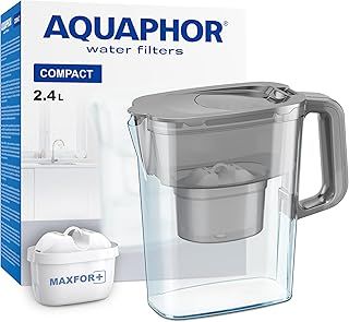 AQUAPHOR Water Filter Jug Compact with 1 X Maxfor+ Filter - 2.4L Capacity - Grey