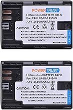 2-Pack 2650mAh LP-E6 LP-E6N Battery Compatible with Canon EOS R5,R6,R7,80D, 70D, 60D, 7D Mark II, 7D, 6D MarkII, EOS 6D, EOS 5DS R, 5D Mark II, 5D Mark III, 5D Mark IV