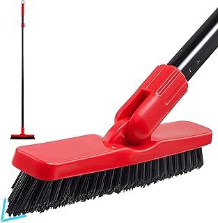 Mitclear V-shape Grout Scrubbing Brush with Long Handle(52IN), Tiles Scrubber Floor Grout Cleaner with Stiff Bristles, Floor Scrub Cleaning Brush for Tiles Bathroom Kitchen Shower Baseboards