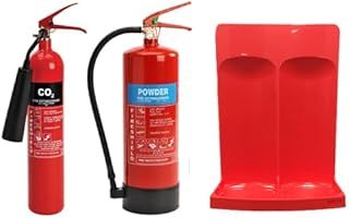 2KG Co2, 6kg ABC Dry Powder Fire Extinguisher & Double Red Fire Extinguisher Stand