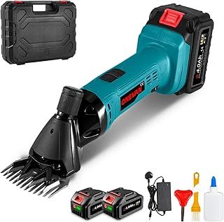 ONEVAN Cordless Sheep Shearing Clippers - 200W Motor, 6 Speeds, 2400 RPM, 13-Tooth Blade, Blue, Unisex, Farmers/Livestock Owners, Sheep and Goat Shearing