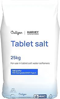 25kg Tablet Salt for Water Softeners by Culligan Water | Original Pure Grade A/PDV Food Quality Salt | Premium and Effective Solution for Superior Softening Performance (1 x 25KG Bag)