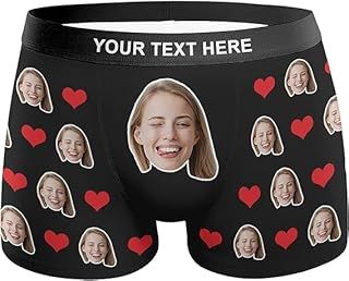 SOUFEEL Personalized Boxers Briefs with Picture, Custom Face Underwear with Your Name