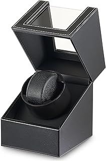 CO-Z Automatic Watch Winder | Dust-Proof Wooden Watch Box and Display Case for Modern Women's and Men's Watches | Retro Self-Winding Mechanical Storage Box with Durable Quiet Motor, USB Powered, Black