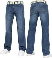 989Zé ENZO Mens Denim Straight Leg Jeans Trousers Regular Fit Stylish Fashion All Waist Sizes Free Belt