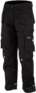 WrightFits Men Pro-11 Work Trousers Black - Heavy Duty Safety Combat Cargo Pant - Multi Pockets & Knee Pad Pockets - Triple Stitched -Durable Work wear