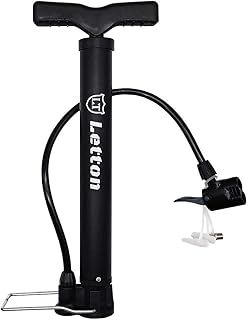 LETTON Portable 120PSI Bike Floor Pump, Mini Air Pump with Reversible Presta & Schrader Valves, Ultra Lightweight & Multifunction Ball Needle, High Pressure Anti-Leak System, Easy Pumping, Manual