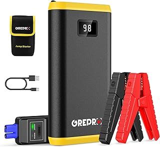 GREPRO Jump Starter Power Pack (up to 6.5L Gas, 4.0L Diesel), 2000A Car Battery Booster Jump Starter and Jump Pack for 12V Vehicles, Motorcycle, Battery Booster with LCD Screen and LED Flashlight
