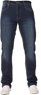 New Mens ENZO Stretch Straight Leg Regular Fit Classic Basic Denim Jeans