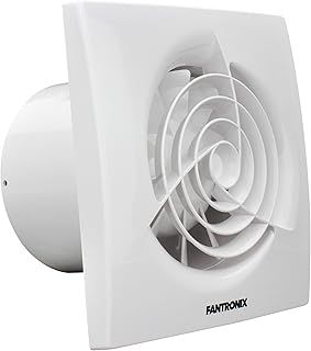 Fantronix WISPA Light Switch Activated, Humidity sensor and Timer Bathroom Extractor Fan 150x150x23mm External Size, 100mm / 4 inch diameter vent. Energy efficient and Long Lasting Motor White