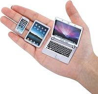 cobee 1:12 Mini Laptop Set,3pcs/set Mini Metal Laptop Tablet Smartphone Scene Simulation Accessories Dolls House Furniture Doll Accessories Play Set (Silver)