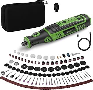 Ginour Cordless Rotary Tool 8V 2.0Ah Rechargeable Rotary Multi Tool Kit 5 Speed 30000RPM Power Rotrary Tool Kit 153 PCS Accessoires Set Mini Electric Grinder for DIY Crafts Grinding Polishing
