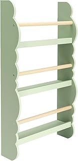 WOLTU Kids Bookcase Wall Shelf, 3 Tier Children's Bookshelf Storage Display Rack, Wooden Book Organizer for Children's Room, Green