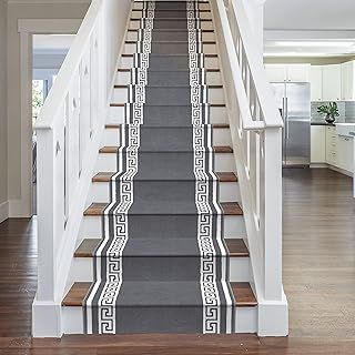 runrug Stair Runner Rug - Staircase Carpet Runner for Stairs - Stain Resistant Stair Carpet Rug Runner - Ideal for High Foot-Traffic Areas - 80cm Wide x 450cm Long - Key, Grey