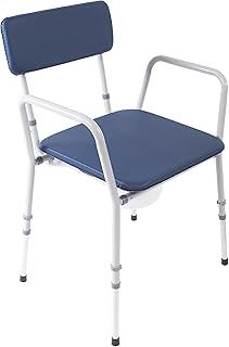 NRS Healthcare Compact Dovedale Height Adjustable Commode with Seat, Medium, Blue and White