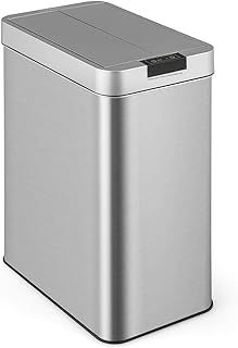 50L Automatic Sensor Kitchen Bin, Stainless Steel Touchless Infrared Motion Waste Bin with Soft Closure Lid, Fingerprint-Proof Smart Trash Can Dustbin for Home Office