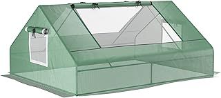 Outsunny 180 x 140 x 80cm Portable Mini Greenhouse, Garden Small Green House with Zipped Windows and Door, Tunnel Planting Shed, Outdoor Flower Planter Warm House, Dark Green