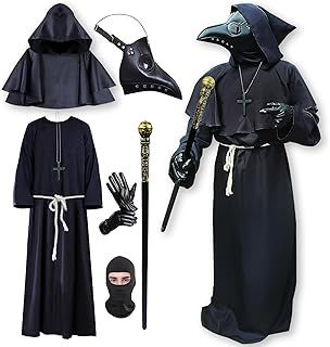 Plague Doctor Costume, Plague Doctor Mask, Cosplay Halloween Costume for Adults Men Woman