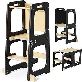 Yornoli Wooden Step Stool for Kids Toddler Learning Tower Stand Child Steps Stool for Kitchen Bathroom, White