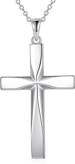 YAFEINI Religious Cross Pendant Necklace 925 Sterling Silver Abalone Shell Cross Pendant Gifts for Women