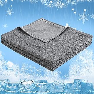 CHOSHOME Cooling Blankets for Night, Summer Blanket Throw Japanese Arc-Chill Fabric Stay Cool Touch 2 in 1 Design Blanket Double-Sided Cooling Blankets Perfect for Night Sweats 200x220CM Grey