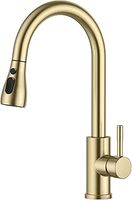 FORIOUS Kitchen Sink Taps Mixer with Pull Out Spray, Swivel Single Handle High Arc Pull Down Stainless Steel Kitchen Faucet, Matte Black