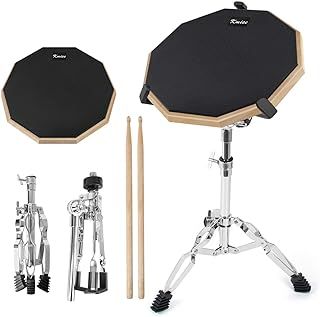 Kmise Drum Practice Kit with Snare Drum Stand and Drumsticks 12" Mute Double Sided Silent with Stand and Drumsticks