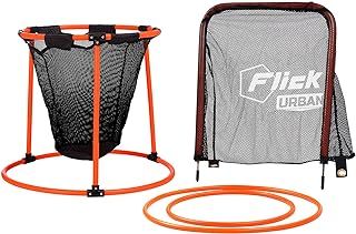 FLICK Urban Multi Skills Set – 4-In-1 Football Training Equipment Set – Football Goal Target Precision Rings, Portable Accuracy Target Net and Target Goal - Designed To Improve Your Football Skills