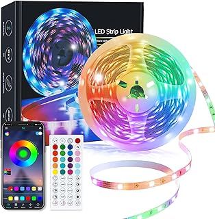 zyzykeji Led Lights 15m, Led Strip Light with Music Sync Color Changing, RGB Led Strip Lights with Smart App & Remote Control for Bedroom, Led Light Strips for Lighting Flexible Home Decoration