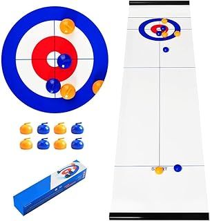 Tabletop Curling Game, Fun Family Game for Kids and Adults, Quick & Easy to Set-Up Shuffleboard Curling Game, Mini Compact Family Board Games, Portable Tabletop Games for Home Party Travel