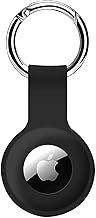COLORCORAL AirTag Holder Case- Silicone Case for AirTag Keyring for Keys, Bags, Luggage, Pet Collars Anti- Lost and Scratch-Resistant Design for Apple Air Tags 2021(Black)