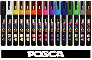 POSCA Uni-Ball Uni PC-5M Tempera Marker 15 Assorted Colours Professional Set.