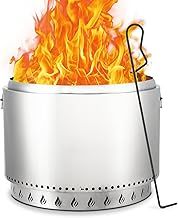 PioneerWorks Stove Bonfire 2.0 with Stand, 27 Inch Smokeless Firepit, 360° Airflow & Removable Ash Pan, Stainless Steel Wood Burning Fireplace, Portable Outdoor Fire Pit, for 6 More People, 39 lbs